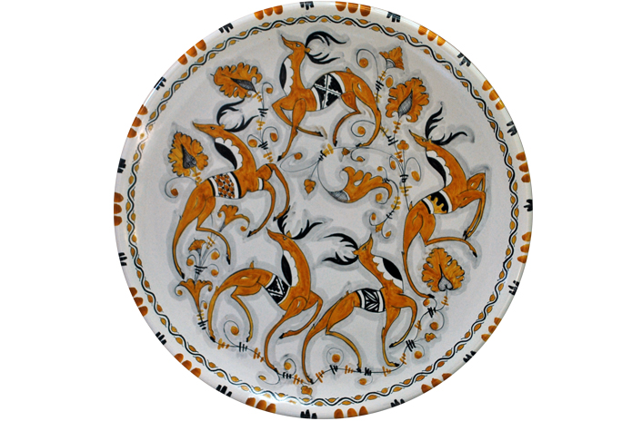 Orange Plate with Dancing Deer